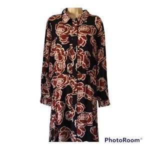 Woman’s long floral feminine fall button down maxi dress
